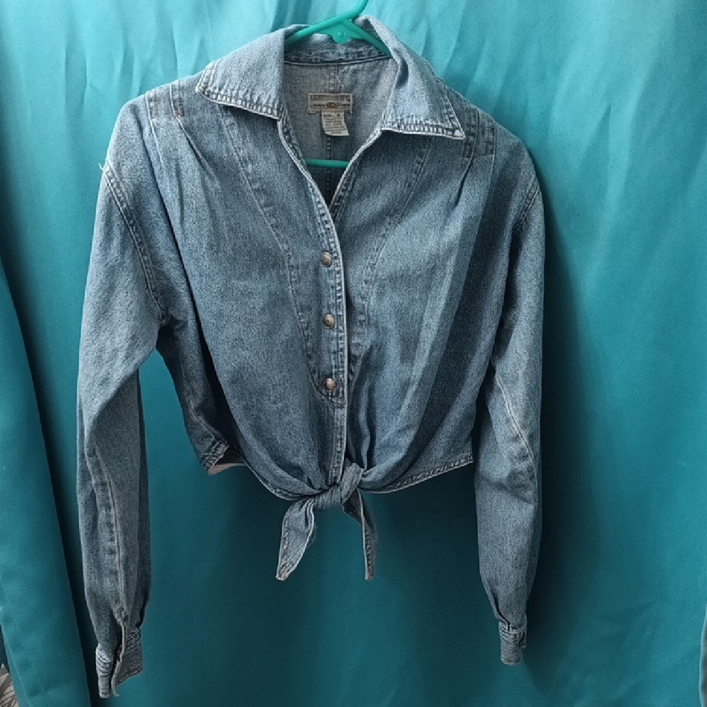UNIONBAY Blue Denim Tie-Front Top